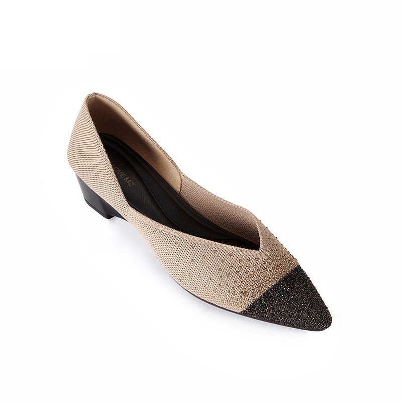 Princess Crystal Pointed Toe Wedge Pumps – Starfield Knit Commuter Heels-1