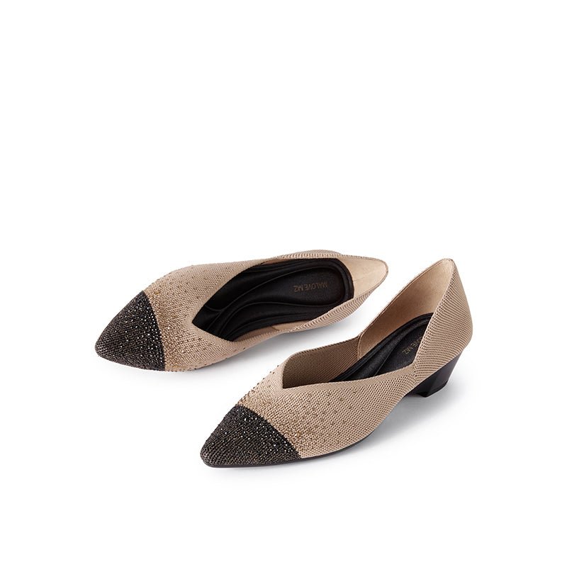 Princess Crystal Pointed Toe Wedge Pumps – Starfield Knit Commuter Heels-2