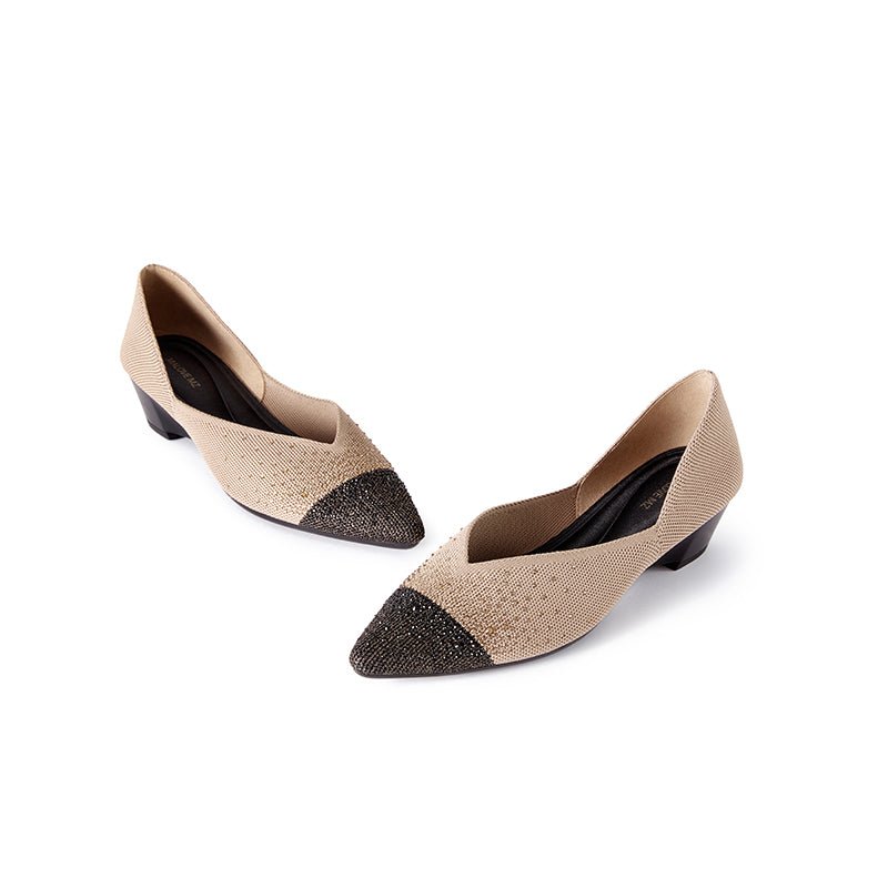 Princess Crystal Pointed Toe Wedge Pumps – Starfield Knit Commuter Heels-3
