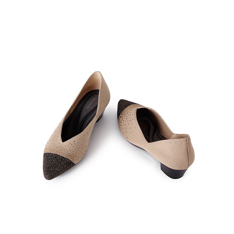 Princess Crystal Pointed Toe Wedge Pumps – Starfield Knit Commuter Heels-4