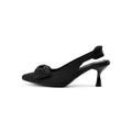 Rhinestone Bow Slingback Kitten Heels – Pointed Toe Knit Heels-0