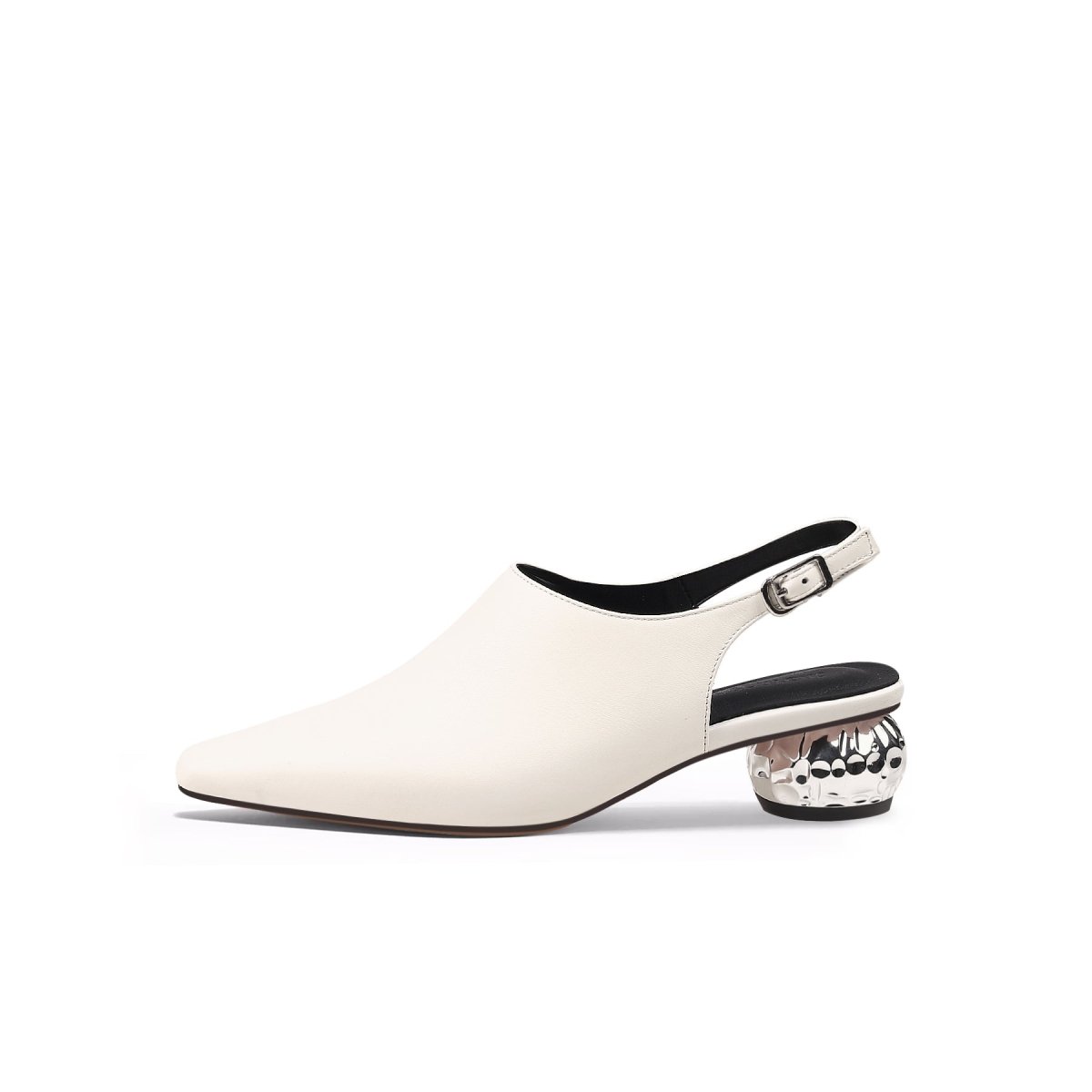 Sculptural Ball Heel Slingback Sandals-6