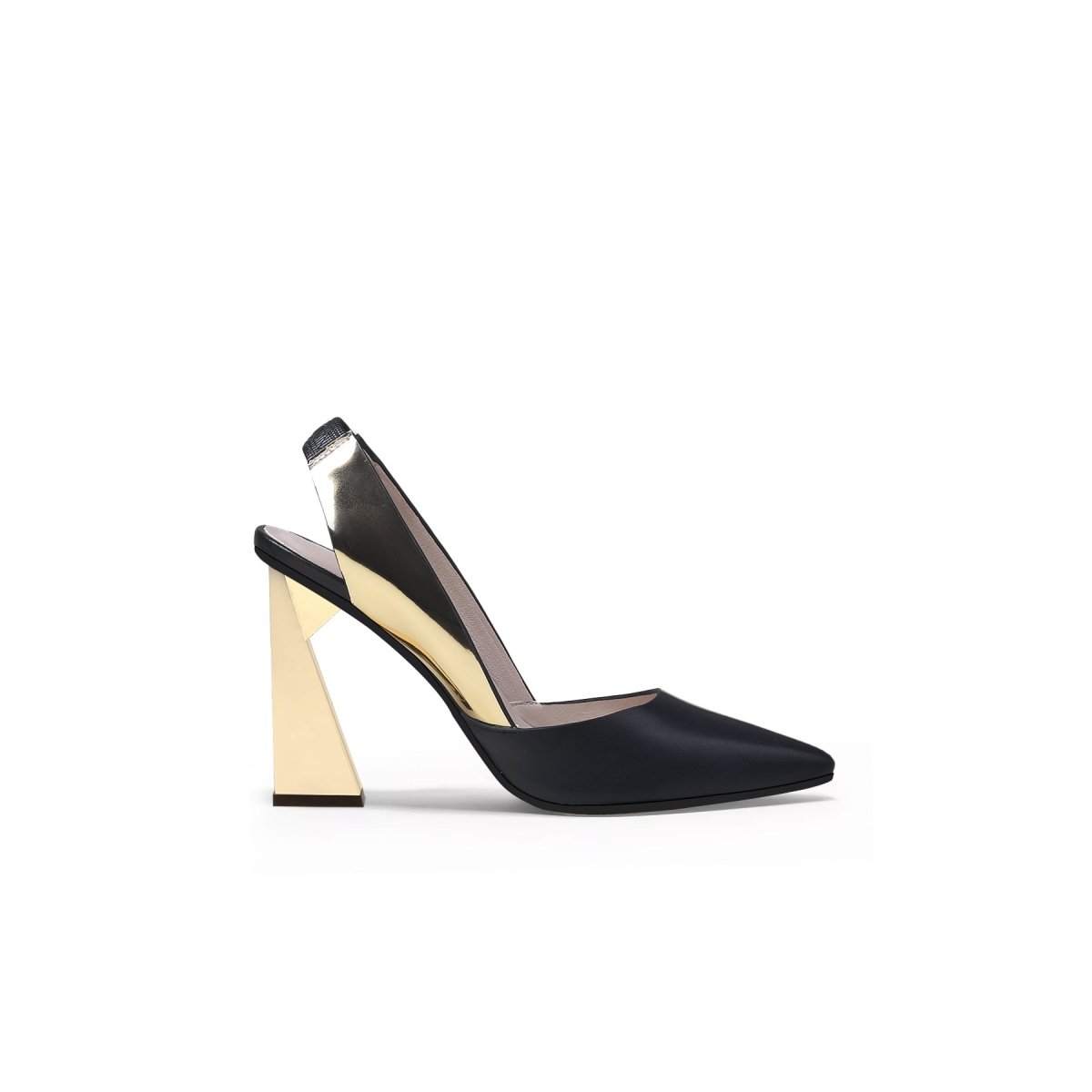 Shimmer Slingback Pointed Trape Heel Pumps-2