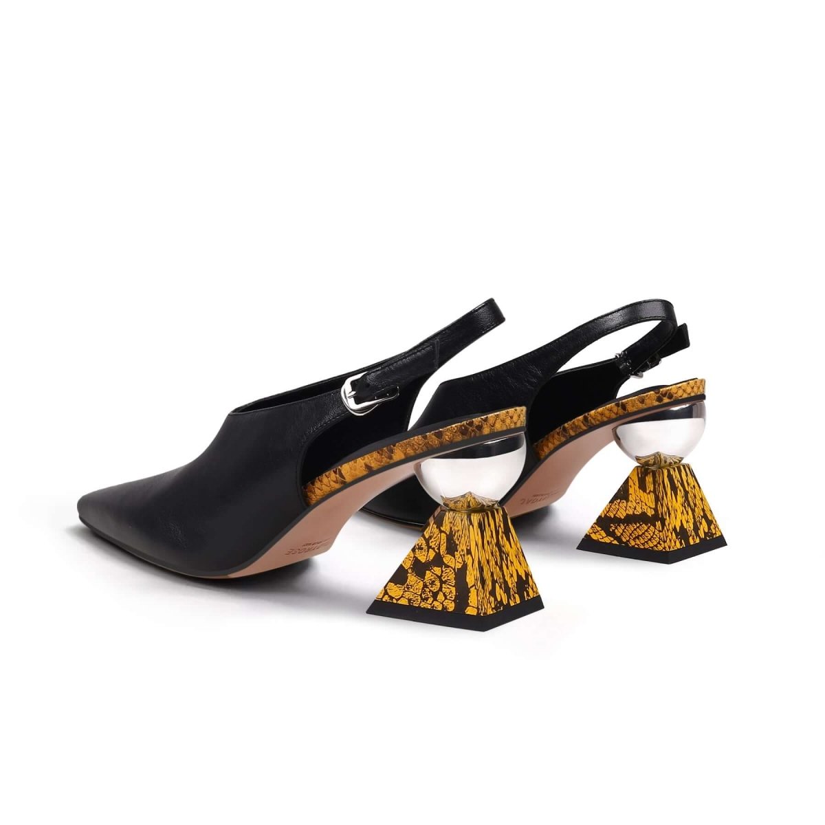 Pointed Toe Slingback Geometric Heel Mules-4
