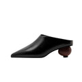 Sphere Heel Leather Pointed Mules-0