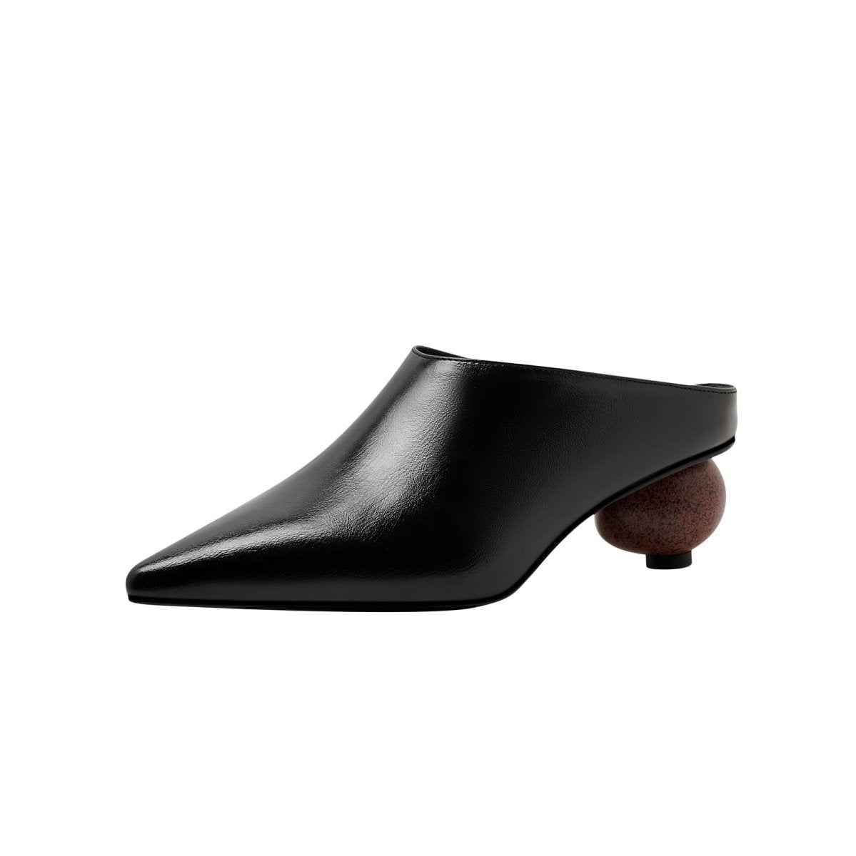 Sphere Heel Leather Pointed Mules-1